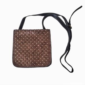 Patricia Nash Crossbody Handbag Purse Studded Metallic Bronze Italian Leather